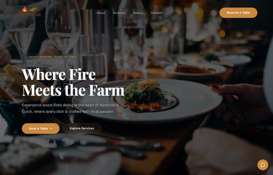 Ember & Oak Bistro website